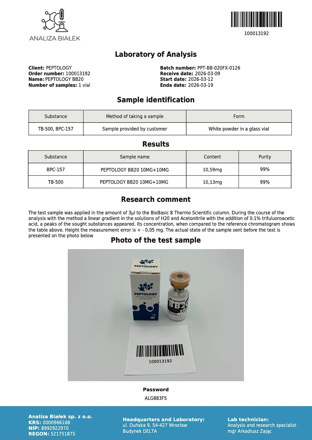 BB20 – Peptidni kompleks (BPC-157 10 mg + TB-500 10 mg) – slika 2