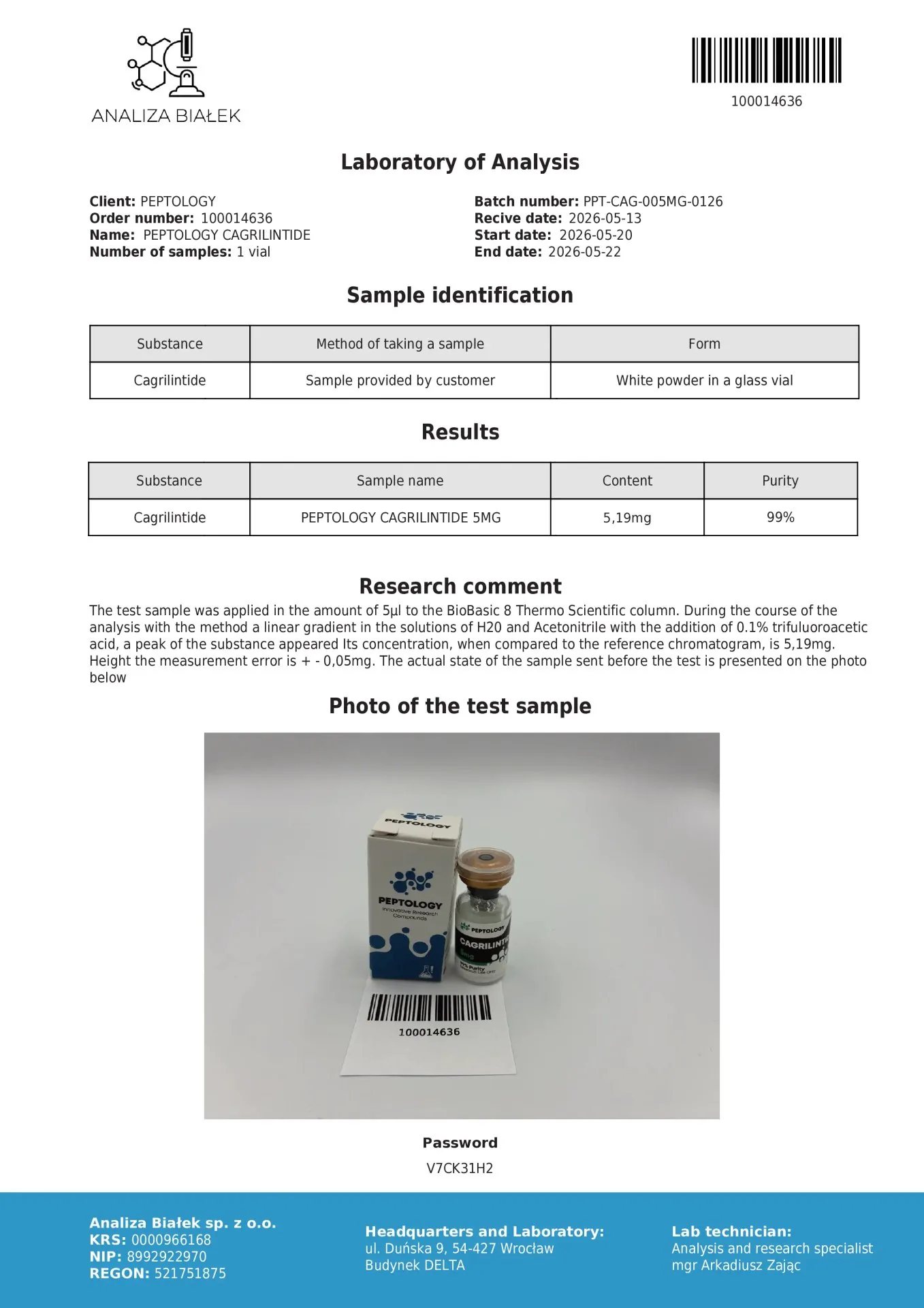 Cagrilintide 5 mg/10 mg – Analog amilina – slika 2