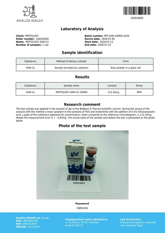 GHK-Cu 100 mg – Bakreni tripeptid (Gly-His-Lys) – slika 2