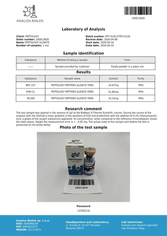 GLOW70 – Kompleks BPC-157 10 mg, GHK-Cu 50 mg i TB500 10 mg – slika 2