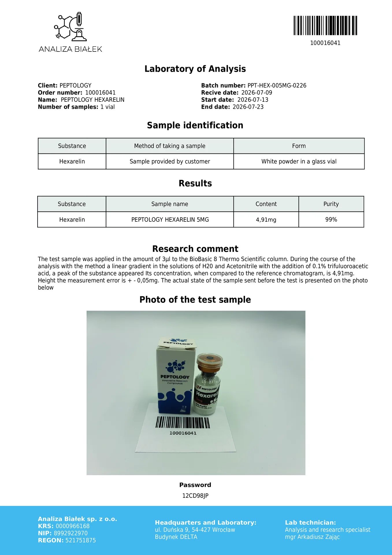 Hexarelin 5 mg – GH-sekretagog (agonist grelinskog receptora) – slika 2