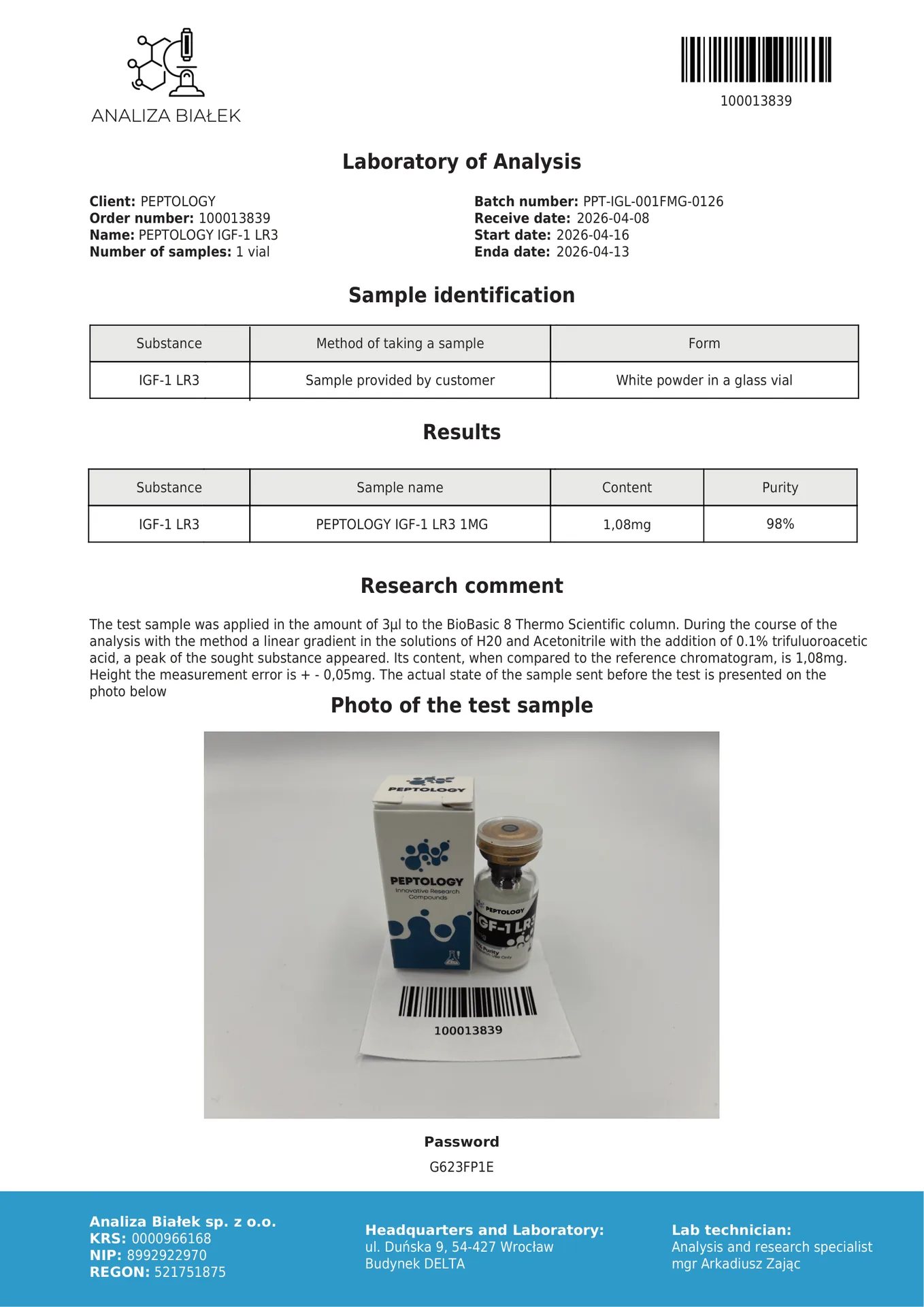 IGF-1 LR3 1mg/3mg – Rekombinantni analog IGF-1 – slika 2