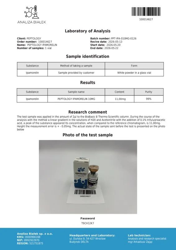 Ipamorelin 5 mg/10 mg – Selektivni peptidni GH-sekretagog – slika 3