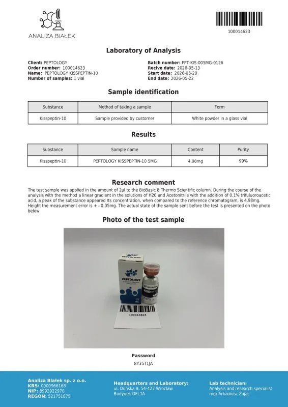 Kisspeptin-10 5 mg/10 mg – Dekapeptid, agonist KISS1R (GPR54) – slika 2