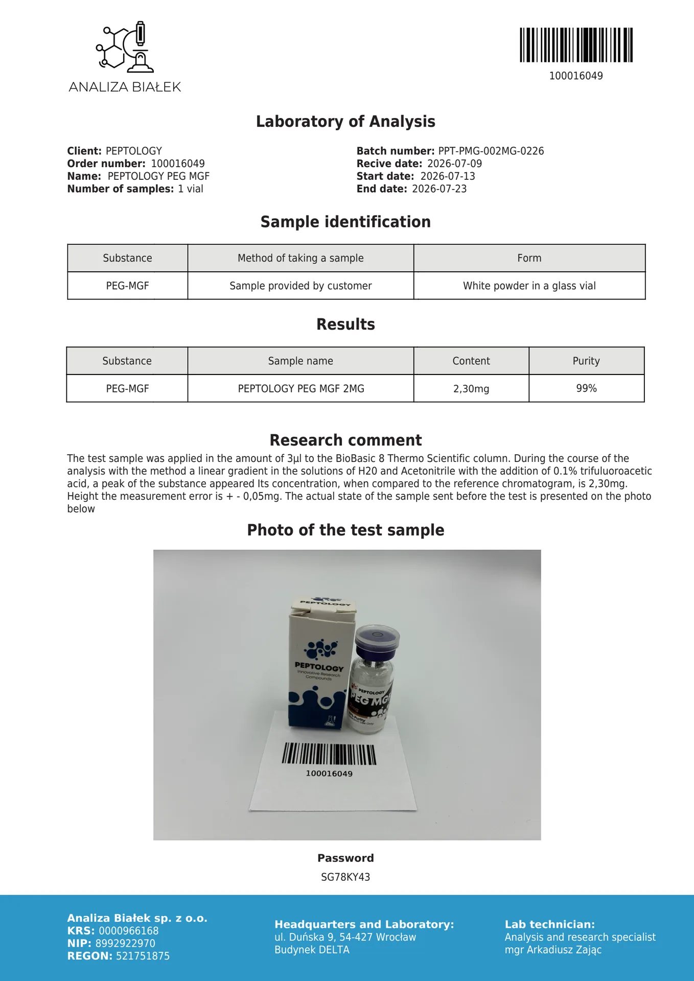 PEG-MGF 2 mg – Pegilirani Mechano Growth Factor (IGF-1Ec) – slika 2