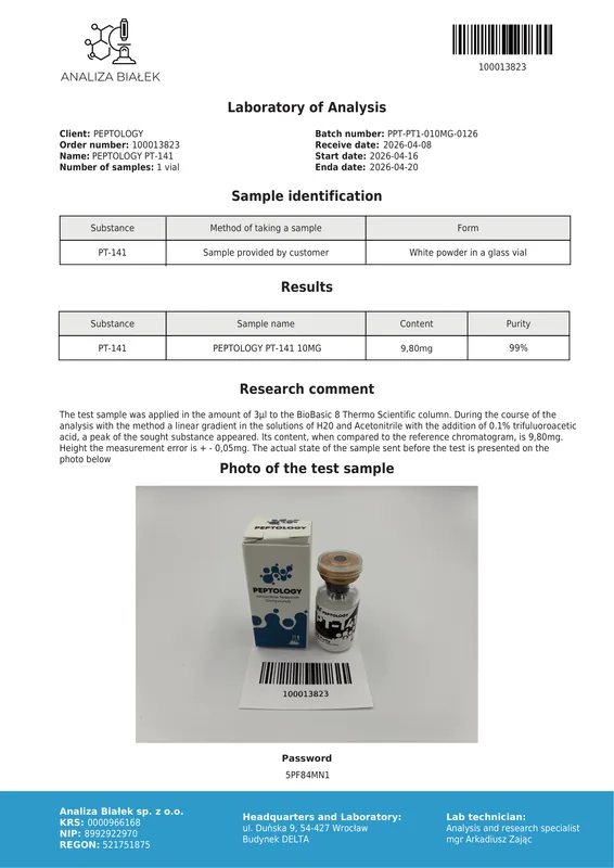 PT-141 (Bremelanotide) 10 mg – Agonist melanokortinskih receptora – slika 2
