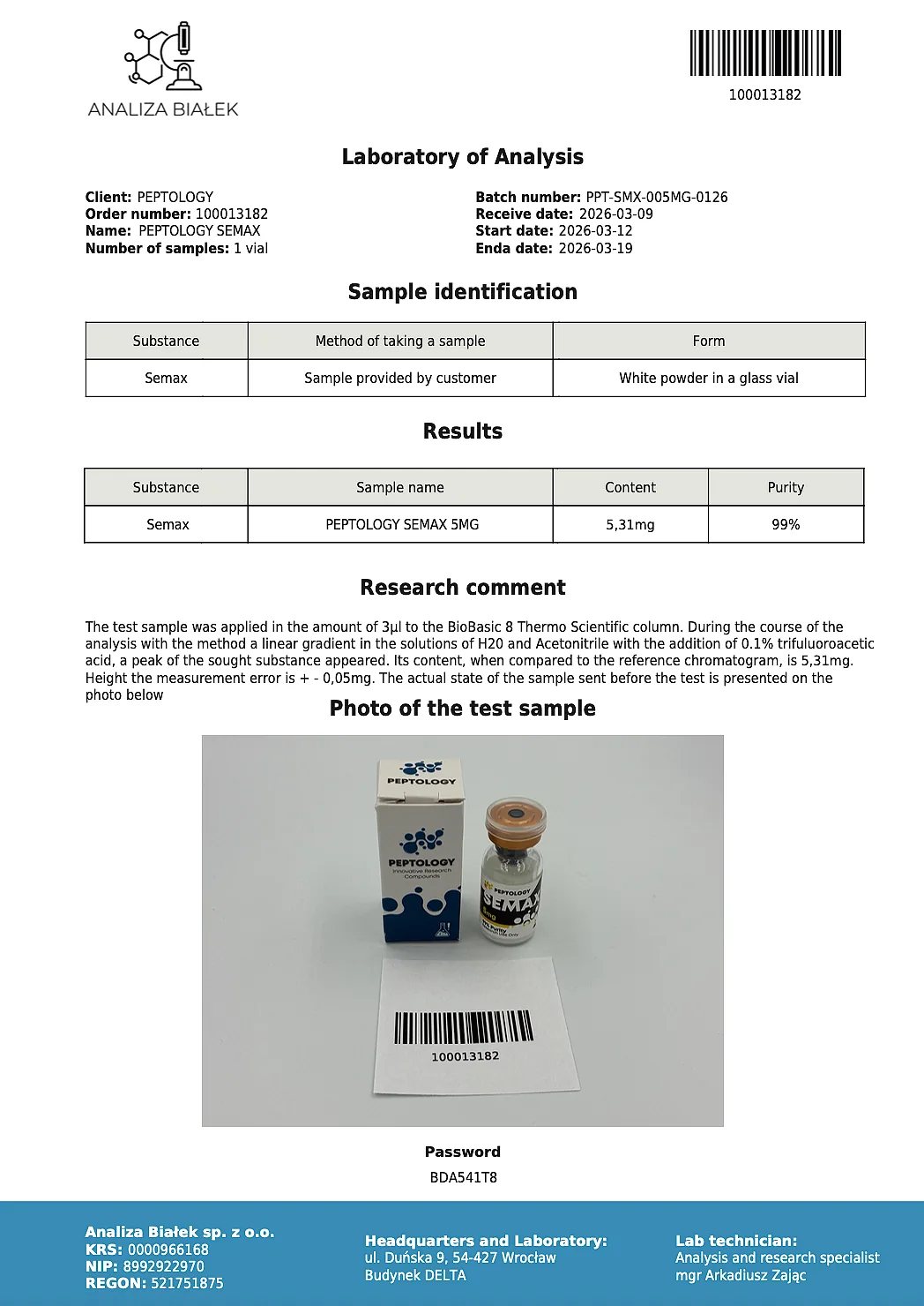 Semax 5mg/10mg – Sintetski analog ACTH(4-10) – slika 2