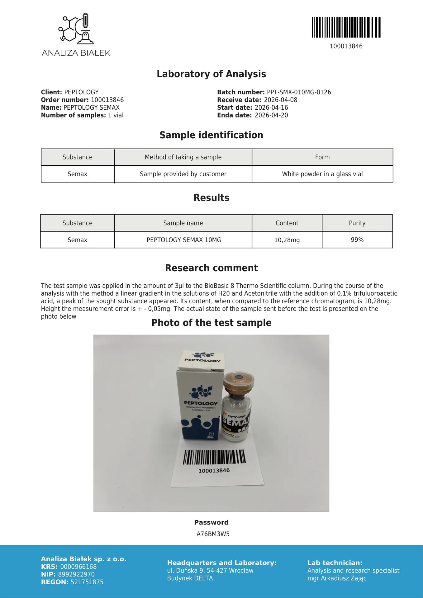 Semax 5mg/10mg – Sintetski analog ACTH(4-10) – slika 3