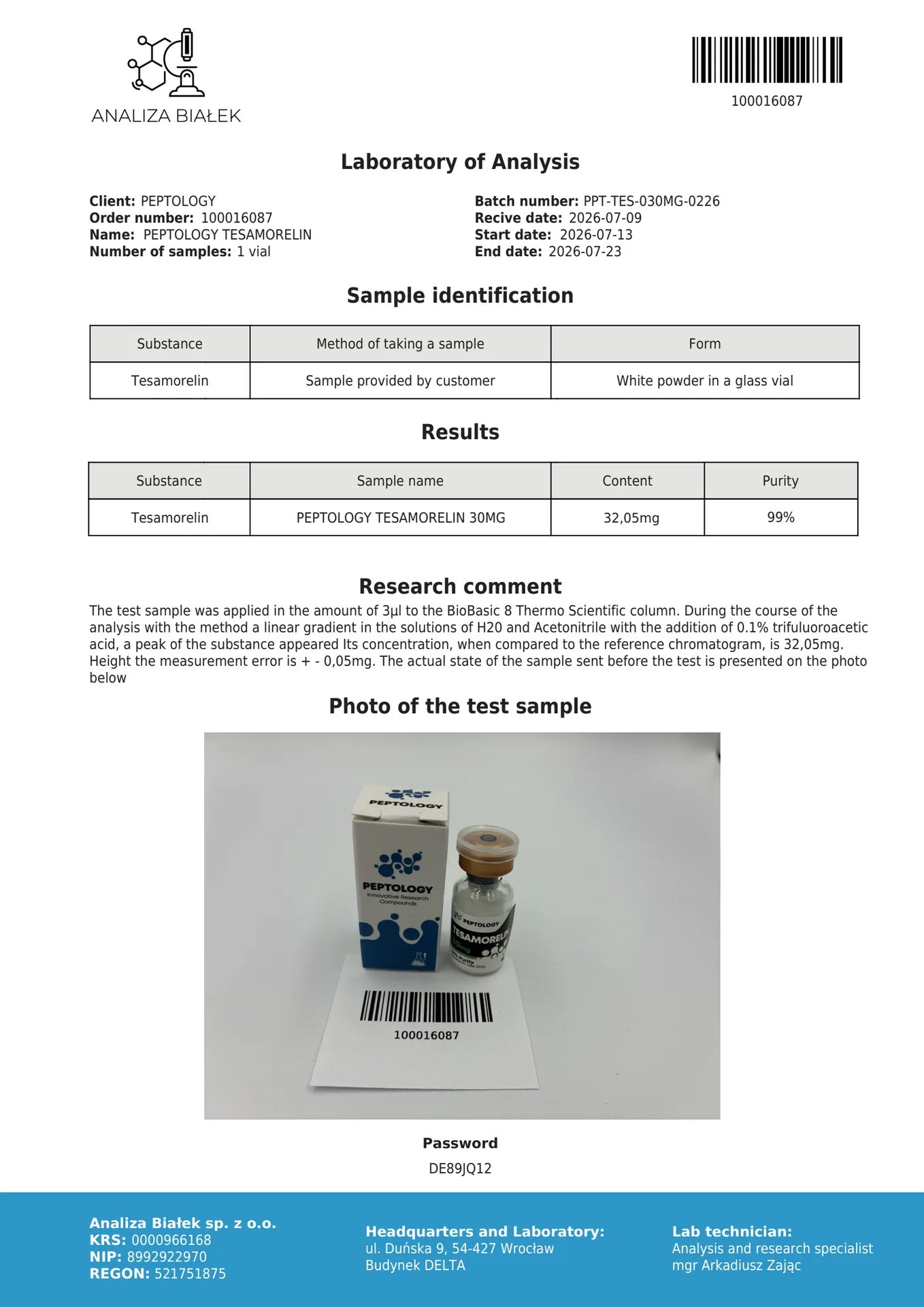 Tesamorelin 10 mg / 30 mg – GHRH analog – slika 3