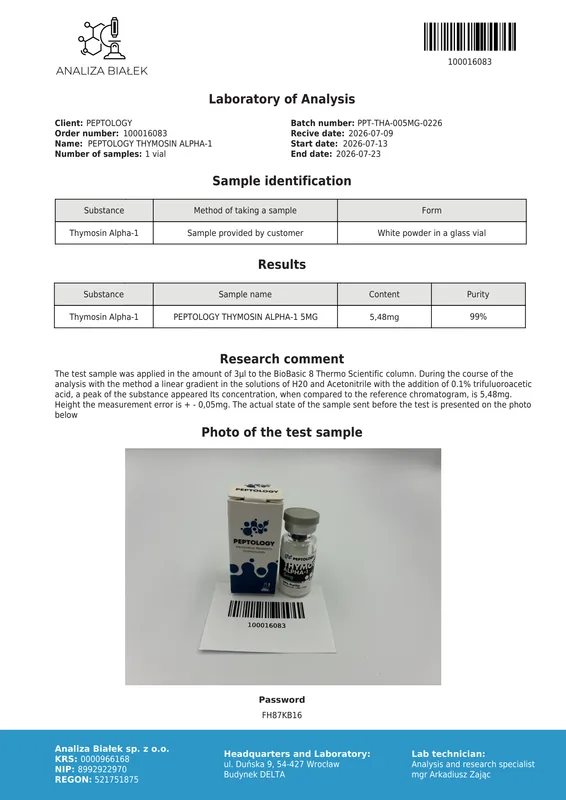 Thymosin Alpha-1 5 mg / 10mg – Timusni peptid (timozin α1) – slika 2
